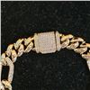 Image 3 : *NEW* 14KT GOLD PLATED 11MM SIMULATED DIAMOND (CZ) ICED OUT CUBAN LINK BRACELET: 7.5" LONG