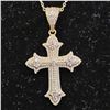 Image 2 : *NEW* 14KT GOLD PLATED 1.5TCW SIMULATED DIAMOND (CZ) CROSS NECKLACE: 18"-19" LONG CHAIN