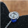 Image 3 : *NEW* PLATINUM PLATED 1CT SAPPHIRE BLUE SIMULATED DIAMOND (CZ) 2 PIECE SET: 16"-18" LONG CHAIN