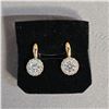 Image 2 : *NEW* 18KT GOLD PLATED 1CT SIMULATED DIAMOND (CZ) HALO LEVERBACK EARRINGS
