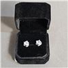 Image 1 : *NEW* PLATINUM PLATED SIMULATED DIAMOND (CZ) SWIRL HALO STUD EARRINGS: 1CT EARRINGS