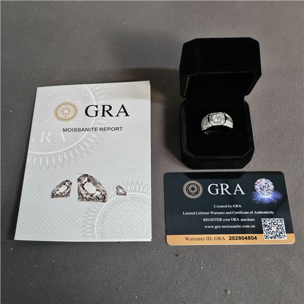 *NEW* .925 SILVER 1CT MOISSANITE LAB DIAMOND MAN'S RING: RESIZEABLE