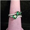 Image 1 : *NEW* PLATINUM PLATED 1CT HEART CUT GREEN SIMULATED DIAMOND (CZ) DOUBLE HALO RING: SIZE 7