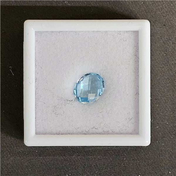 *NEW* 3CT OVAL CUT UNTREATED NATURAL SWISS BLUE TOPAZ: 9MM X 10.9MM