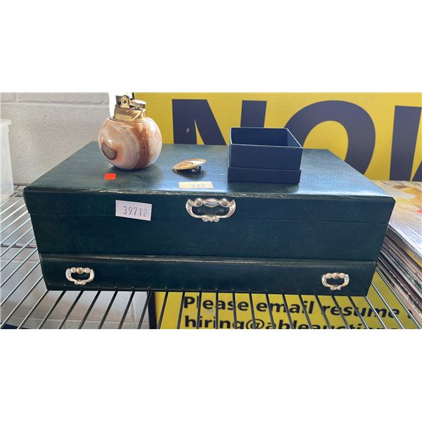 JEWELRY BOX WITH ASSORTED JEWELRY & MORE CONTENTS