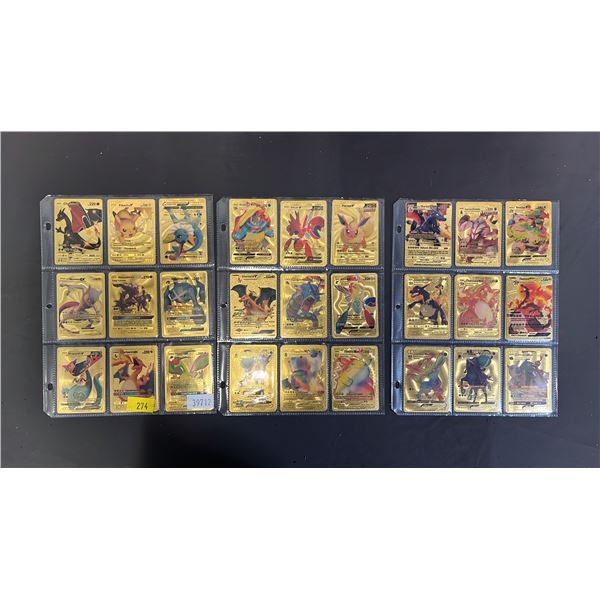 3 SLEEVES OF ASSORTED GOLD FOIL FAN-MADE POKEMON CARDS