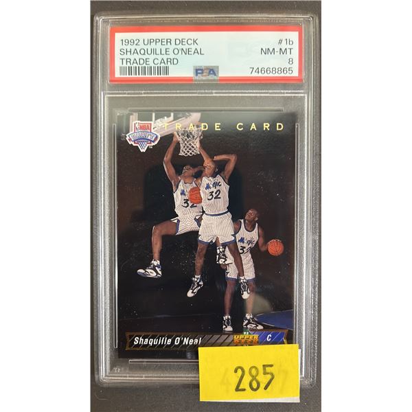 PSA 8 1992 UPPER DECK #1B SHAQUILLE O'NEAL TRADE CARD BASKETBALL CARD