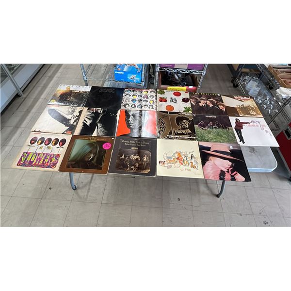ASSORTED VINYL RECORDS INCLUDING; AC/DC, LED ZEPPLIN, COLIN JAMES & MORE