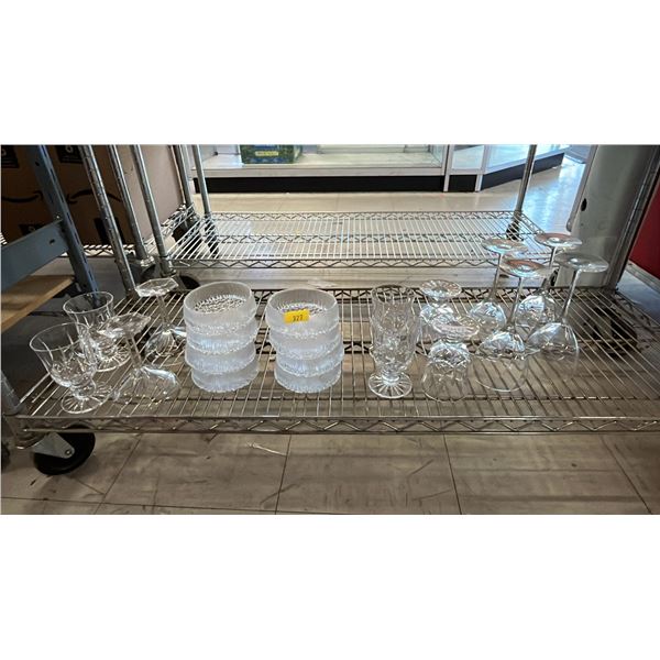 VINTAGE FOOTED DESSERT BOWLS & ASSORTED WINE GLASSES