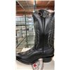 Image 2 : PAIR OF ALBERTA BOOTS BLACK LEATHER MEN'S COWBOY BOOTS: SIZE 12.5 EE