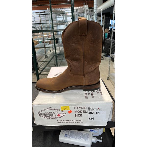 PAIR OF ALBERTA BOOTS BROWN LEATHER MEN'S COWBOY BOOTS: SIZE 12G