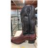 Image 2 : PAIR OF ALBERTA BOOTS BLACK & BURGUNDY LEATHER MEN'S COWBOY BOOTS: SIZE 12 EE