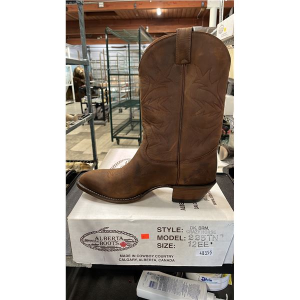 PAIR OF ALBERTA BOOTS BROWN LEATHER MEN'S COWBOY BOOTS: SIZE 12EE