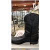 Image 2 : PAIR OF ALBERTA BOOTS BLACK LEATHER MEN'S COWBOY BOOTS: SIZE 10B