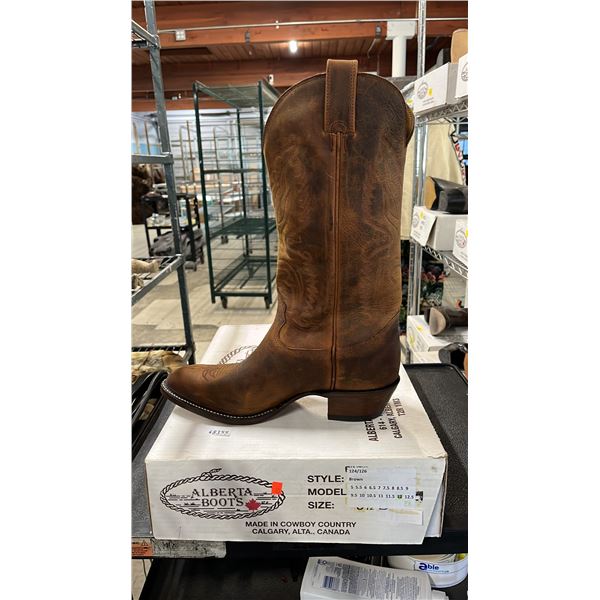 PAIR OF ALBERTA BOOTS BROWN LEATHER MEN'S COWBOY BOOTS: SIZE 12EE