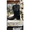 Image 1 : PAIR OF ALBERTA BOOTS BLACK LEATHER MEN'S COWBOY BOOTS: SIZE 12B