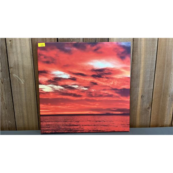FRAMED PRINT 20 INCHES X 20 INCHES. SUNSET PACIFIC BEACH CALIFORNIA