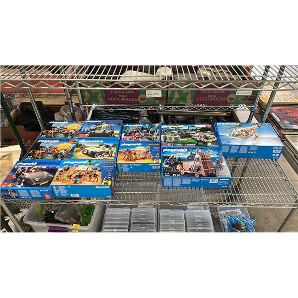 SHELF OF ASSORTED PLAYMOBIL TOYS & ACCESSORIES