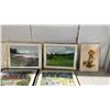 Image 3 : SHELF OF ASSORTED ART: MOST ARE ORIGINAL FRAMED WATERCOLOUR & OIL PAINTINGS