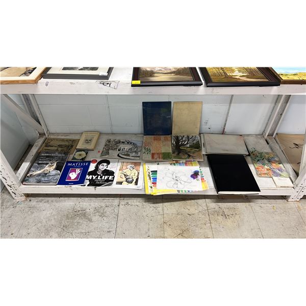 SHELF OF ASSORTED BOOKS & ORIGINAL ART