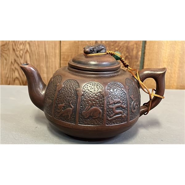 CHINESE ZODIAC PURPLE CLAY TEAPOT