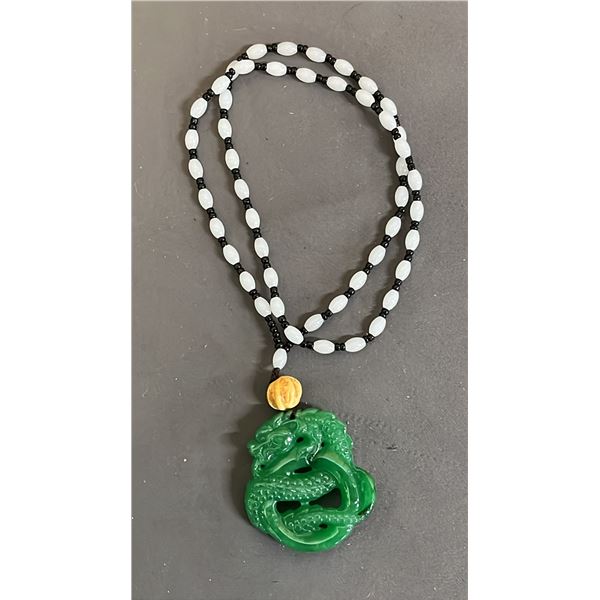 SPINACH GREEN NEPHRITE DRAGON PENDANT