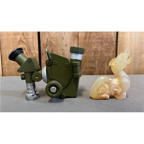 JAPANESE STYLE MORTAR SIGHT & NEPHRITE ORNAMENT