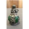 Image 2 : GREEN MARBLE FOO DOG & ROTATING RING