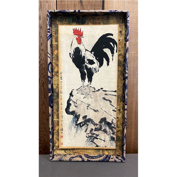 FRAMED ASIAN ROOSTER PORTRAIT