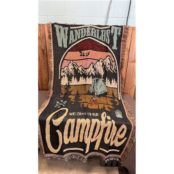 90CM X 180CM "WANDERLUST: WELCOME TO OUR CAMPFIRE" BLANKET