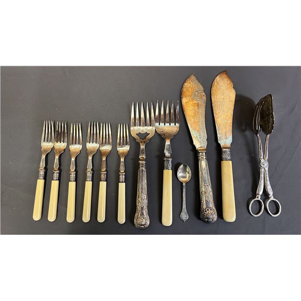 COLLECTION OF ASSORTED VINTAGE KNIVES & FORKS *MANY WITH FRENCH IVORY HANDLES*