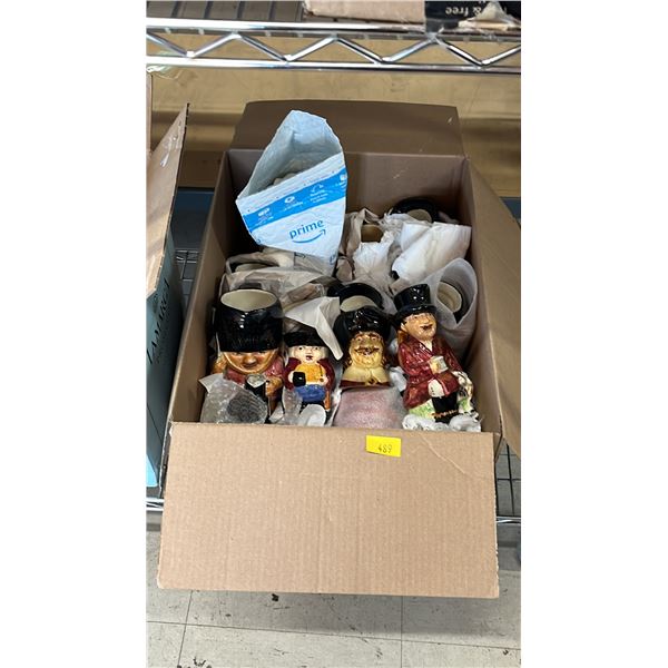 BOX OF ASSORTED VINTAGE FIGURAL MUGS