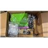 Image 2 : BOX OF ASSORTED ITEMS INCLUDING 6FT BIKERS FLAG, STATIONARY ITEMS, PLASTIC REUSABLE TUMBLERS AND