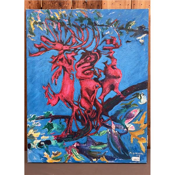 UNFRAMED 1970 ORIGINAL OIL ON STRETCHED CANVAS BY A. GIESDAL