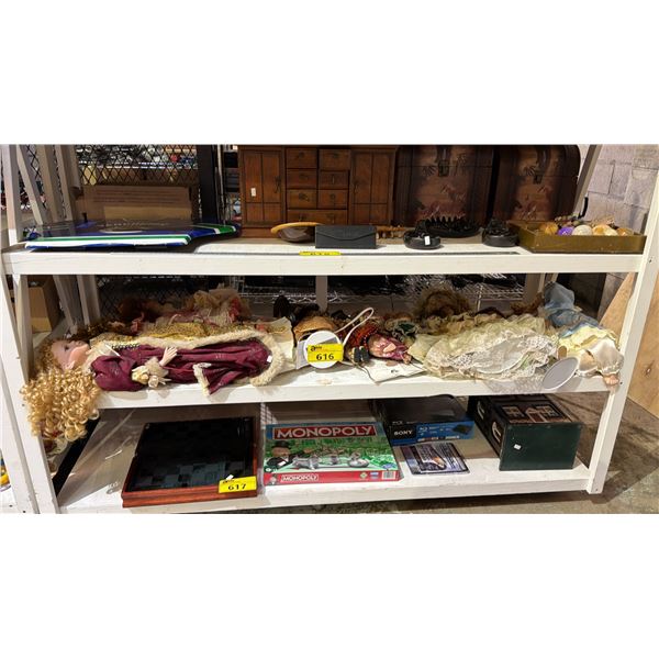 SHELF OF ASSORTED DOLLS