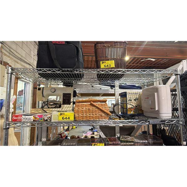 ASSORTED ITEMS INCLUDING SEWING MACHINE, SWIFT SHEAR ELECTRIC SCISSORS AND MORE