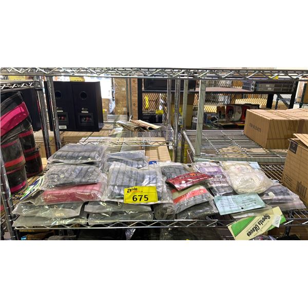 ASSORTED ITEMS INCLUDING GLOVES, KNEE SLEEVES AND MORE