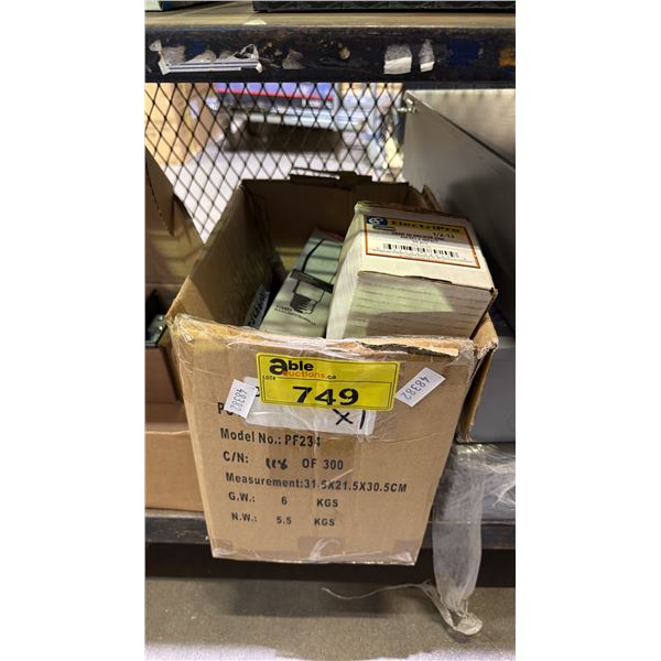 BOX OF ASSORTED ITEMS INCLUDING ELECTRI PRO DROP IN ANCHOR ZINC AND LIGHTS