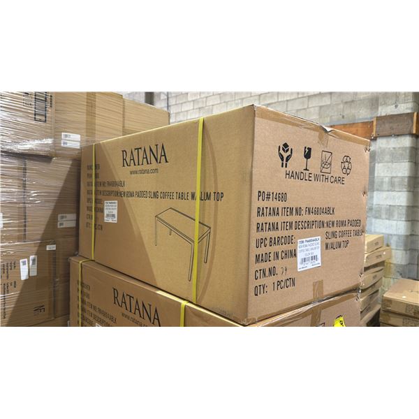 *NEW* RATANA ROMA PADDED SLING COFFEE TABLE W/ALUM TOP ( BLACK)