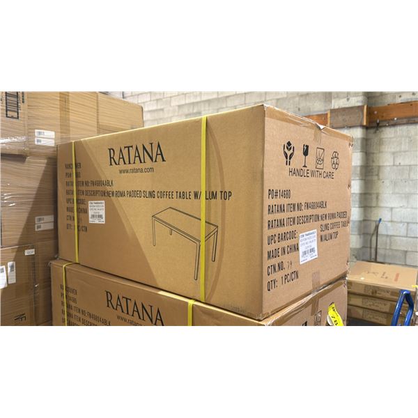 *NEW* RATANA ROMA PADDED SLING COFFEE TABLE W/ALUM TOP ( BLACK)