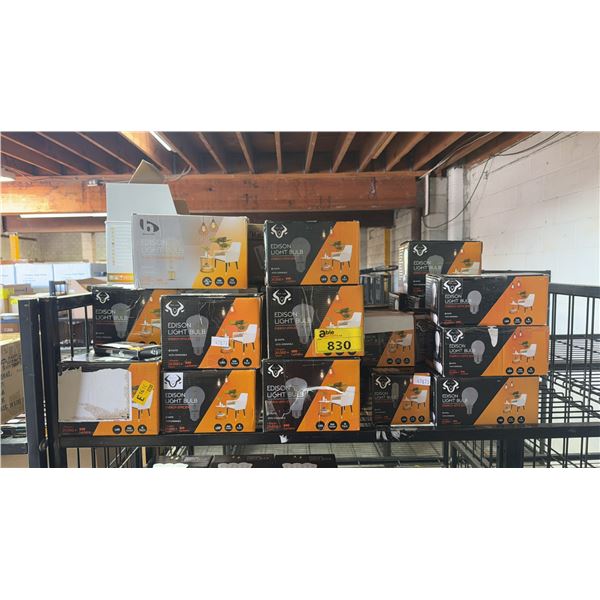 SHELF OF ASSORTED BERELLI EDISON LED LIGHT BULBS
