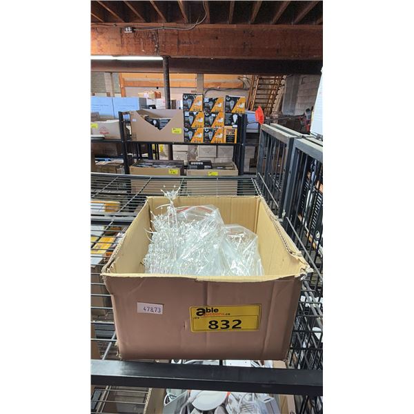 BOX OF MODERN CRYSTAL CHANDELIER ACCESSORIES