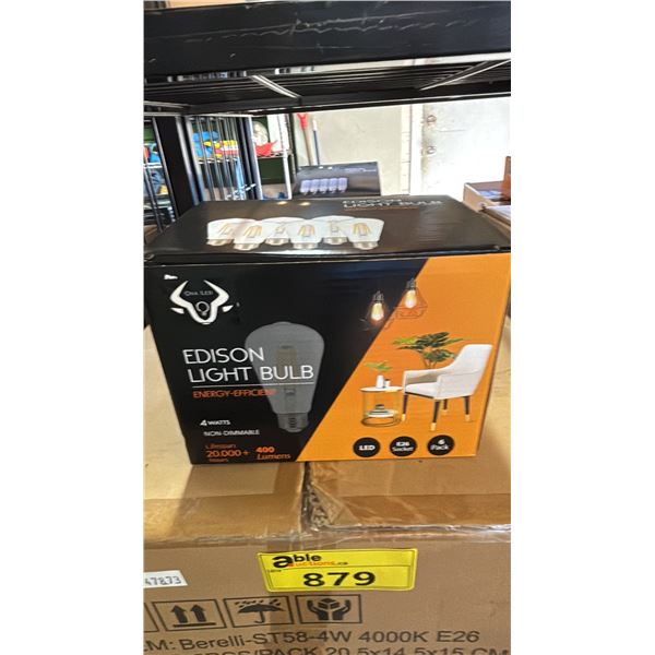 CASE OF BERELLI 4 WATT E26 SOCKET LED EDISON LIGHT BULBS
