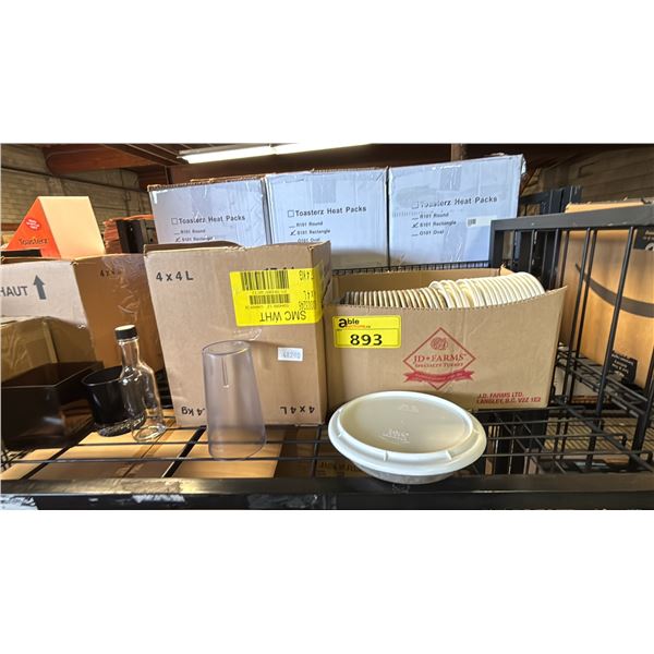 BOX OF PIZZA HUT PERSONAL PIZZA TRAYS & BOX OF PLASTIC DRINKING CUPS