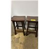 Image 1 : (2) SADDLE SEAT WOOD WALNUT-FINISH BAR STOOLS