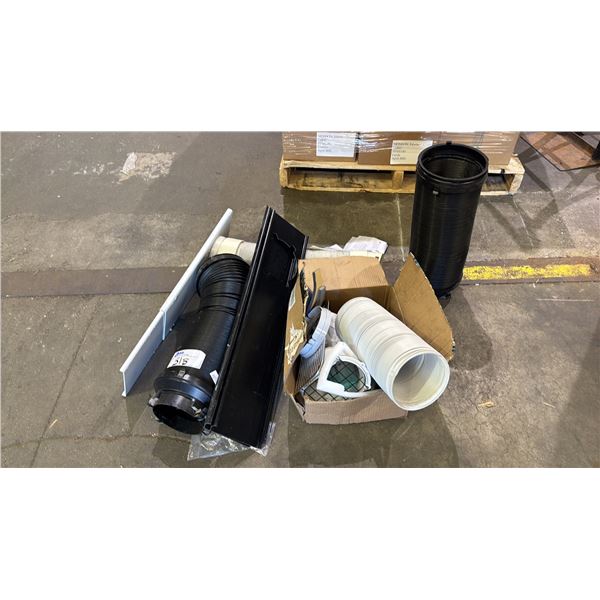 BOX OF ASSORTED AIR CONDITIONER HOSES & WINDOW EXHAUST ADAPTERS