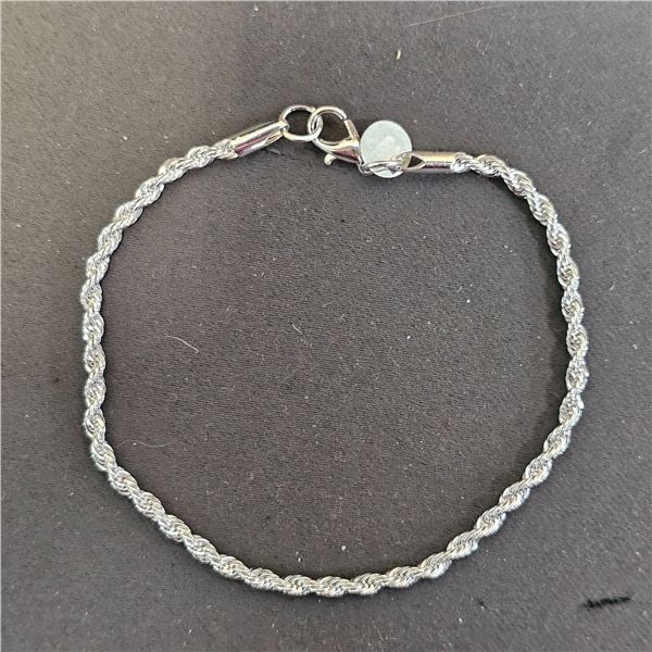 *NEW* .925 SILVER 3MM TWISTED ROPE BRACELET: 8.5" LONG