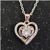 Image 2 : *NEW* .925 SILVER 0.8CT SIMULATED DIAMOND (CZ) HEART HALO NECKLACE: 16"-18" LONG