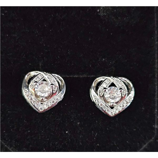 *NEW* .925 SILVER SIMULATED DIAMOND (CZ0 HEART HALO STUD EARRINGS: 0.5CT EACH EARRING