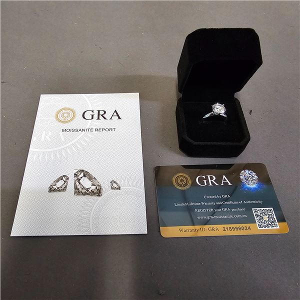 *NEW* .925 SILVER 3CT MOISSANITE LAB DIAMOND SOLITAIRE RING: RESIZEABLE